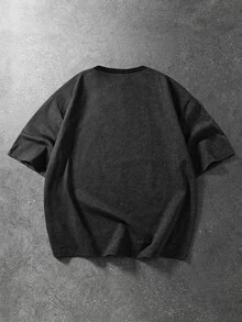 ROMWE MEN Men's Abstract Figure Print Streetwear Plus Size T-Shirt - Black - View 3