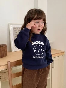 DAZY Baby Girls Round Neck Cartoon Long Sleeve Sweatshirt Fall - Blue - View 2