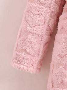 SHEIN 大童女孩休閒日常童裝紋理毛絨家居服 秋冬款 - 粉色 - 查看 3