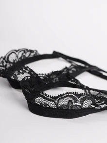 DrisQ DrisQ 1pc Fashion Men's Sexy Lace Patchwork Black Lace Trim Mid-Waist Underwear - Black - View 4