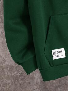 SHEIN 青少年男孩寬鬆綠色拉鍊連帽衛衣外套，秋季夾克，休閒學院風，柔軟面料，適合冬季、街頭穿搭、畢業季、開學季 - 綠色 - 查看 5