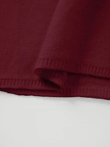 SHEIN New Spring Summer Coastal Minimal Asymmetric Knit Poncho Women Boat Neck Triangle Hem Resort Layering - Burgundy - View 4