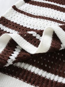 Manfinity Roughcore Men's Colorblock Striped Short Sleeve Knit Top - Brown - View 4
