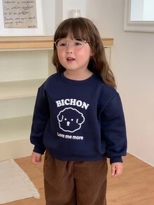 DAZY Baby Girls Round Neck Cartoon Long Sleeve Sweatshirt Fall - Blue - View 1