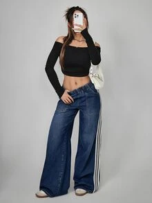 Jeanoix Plus Size Women's Casual Versatile Daily Wear Denim Jeans With Pockets - Blue - View 6