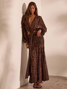 Opulessa Women's Fashion Sexy Leopard Print Backless Dress - Brown - View 4