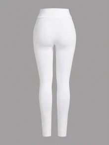 SHEIN Girlism 兒童青少年女孩修身休閒極簡舒適 3件組純白色緊身內搭褲 - 白色 - 查看 3