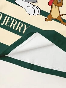 TOM & JERRY X SHEIN 男士字母卡通印花圓領短袖休閒T恤 - 白色 - 查看 5