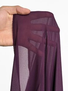 NU&NOW Gaun Pesta Elegan Bergaya Prancis, Model Kerah Berkerut Semi-Transparan, Lengan Panjang, Bahan Chiffon, Cocok untuk Wanita Ukuran Plus di Awal Musim Gugur, Cocok untuk Kencan dan Aktivitas Luar Ruangan. - Purple - View 8
