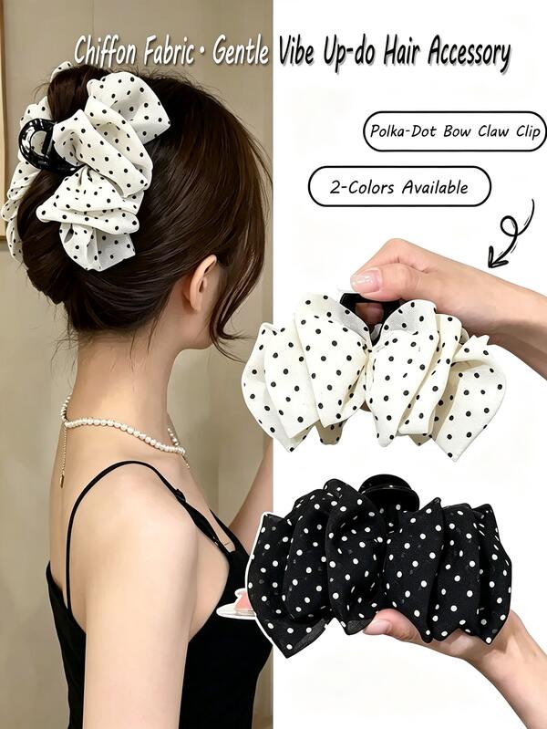 DAZY Polka Dot Bow Fashion Hair Claw
