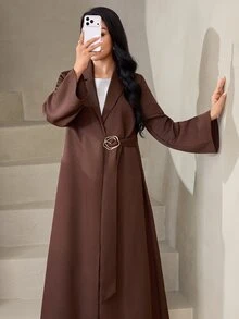 Veilorie Women's Elegant Commute Abaya - Brown - View 6