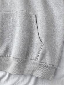 SHEIN 青少年女孩豹紋英文字母連帽寬鬆休閒衛衣 - 灰色 - 查看 7