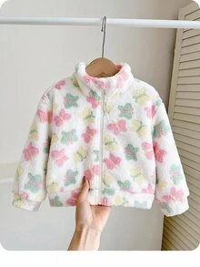 SHEIN 女嬰秋冬休閒蝴蝶印花夾克 - 彩色 - 查看 1