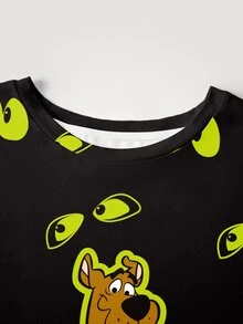 SCOOBY-DOO X SHEIN 大尺碼女款卡通印花休閒日常短袖T恤 - 白色 - 查看 4