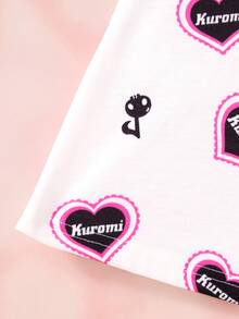 HELLO KITTY AND FRIENDS | SHEIN Gaun Anak Perempuan Motif Kartun dengan Lengan Berbentuk Kelopak Bunga dan Hiasan Pita - MultiWarna - View 7