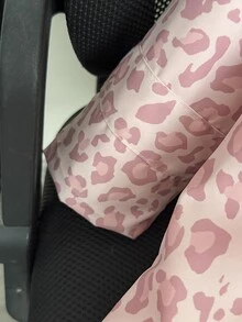 SHEIN 女童粉色豹紋連帽保暖內裡中長版外套，小女孩鈕扣開襟抓皺加厚夾克，秋冬款 - 粉色 - 查看 8