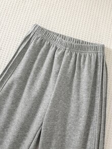 SHEIN 兒童小男孩加厚保暖內裡運動長褲，適合通勤、上學、日常休閒、大學 - 灰色 - 查看 5