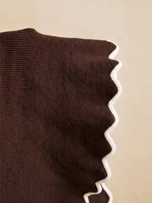 Poéselle Women's Colorblock Trim Knit Vest - Coffee Brown - View 9