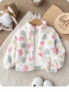 SHEIN 女嬰秋冬休閒蝴蝶印花夾克 - 彩色 - 查看 7