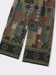 GlowEve CURVE Jumpsuit Kasual Motif Bohemian untuk Wanita Ukuran Besar, Cocok untuk Liburan Musim Semi/Panas dan Pemakaian Sehari-hari - Hijau - View 5