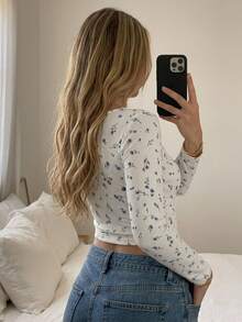 Livesso Women's Floral Print Camisole And Long Sleeve Cardigan Casual Daily 2 Pieces Set Fall - White - View 2