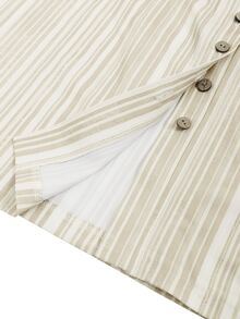 Breezaya Women's Striped Raglan Long Sleeve Single-Breasted Casual Shirt - Multicolor - View 5