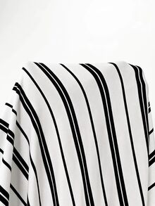 Elaquor Plus Size Summer Casual Striped Top And Pants 2 Pieces Set - Black and White - View 7