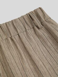 Sweetra Plus Size Casual Minimalist Striped Long Pants Fall - Multicolor - View 9
