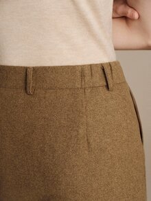 Anewsta Essential Women's Minimalist Elegant Versatile Luxury High-End Suit Straight Slimming Front Slit Mid-Length Skirt - Khaki - View 7
