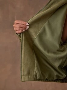 SHEIN BAE Women's Casual Stud Decor Jacket, Autumn - Army Green - View 8