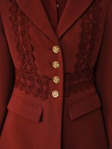 ZEYLAH Women's Single-Breasted Casual Commute Travel Long Sleeve Blazer - Burgundy - View 1
