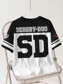SCOOBY-DOO X SHEIN 大尺碼字母卡通印花休閒日常穿著T恤 - 白色 - 查看 2