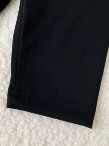 SHEIN 新生兒秋冬毛絨夾克與彈性長褲2件套，0-12個月嬰兒休閒字母印花立領半拉鍊套頭上衣與長褲套裝，適合日常穿著、外出及多種場合 - 彩色 - 查看 7