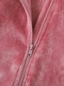 Cozy Pixies 女嬰可愛熊刺繡加厚抓絨連身衣 休閒百搭保暖 秋冬新款 - 粉色 - 查看 5