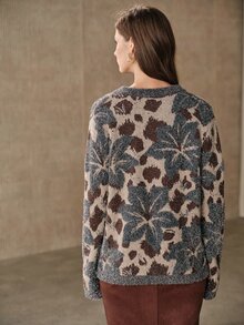 Anewsta Sweater Pullover Rajut Jacquard Abu-abu Wanita, Longgar dan Nyaman, Musim Dingin - MultiWarna - View 2