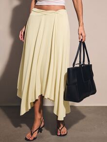 COSMINA Women's Casual Elegant Asymmetric Skirt - Apricot - View 3