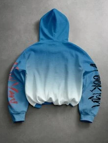 ROMWE MEN Street Life Men's Gradient Print Hoodie - Multicolor - View 2