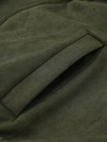 SHEIN Women's Autumn/Winter Casual Outing Commute Suede Fleece Loose Long Sleeve Jacket - Army Green - View 4