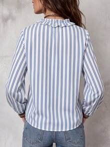 Glimmora Women's Striped V-Neck Casual Daily Wear Shirt - Multicolor - View 2