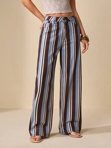 Selenza Celana Jeans Denim Kasual Longgar Potongan Lurus Motif Garis-garis untuk Wanita - MultiWarna - View 7