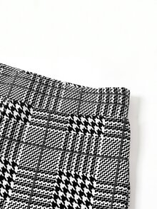 SHEIN Clasi 四季通用優雅通勤商務格紋彈性長褲，百搭款 - 黑與白 - 查看 6