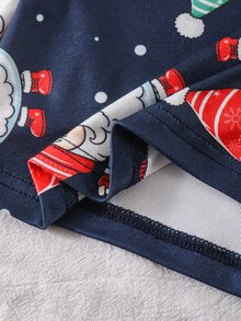 SHEIN 大童男孩秋冬睡衣 2件組 彈性貼身 長袖長褲圓領上衣 印花聖誕款 - 彩色 - 查看 6