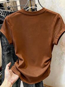 Resyla 女款時尚豹紋圓領短袖T恤 - 彩色 - 查看 2
