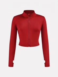 SHEIN Girlism NovaGlow Tween Girl Tween Girl Sporty Casual Daily Knit Solid Color Cardigan Jacket & Flared Long Pants Set - Red - View 6