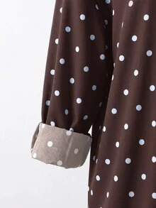 SHEIN LUNE Camisa de talla grande versátil con estampado de lunares y abotonadura sencilla - Multicolor - Ver 4