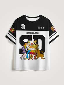 SCOOBY-DOO X SHEIN 大尺碼字母卡通印花休閒日常穿著T恤 - 白色 - 查看 6