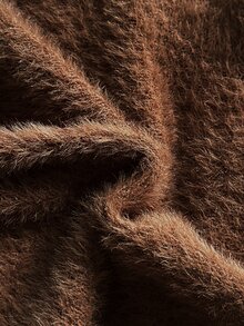 Young Girls Faux Mink Fur Hooded Pullover Sweater - Brown - View 7