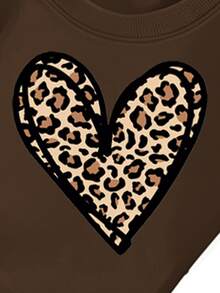 (3 Sets) Autumn/Winter Girls Toddler Fresh Bow Leopard Heart Polka Dot Pattern Crew Neck Sweatshirt & Leggings Set - Multicolor - View 4