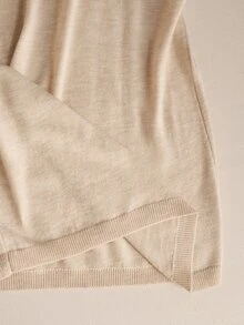 Anewsta Essential Internet Celebrity High-End High Neck Knitted Sleeveless Vest, Solid Color Soft Loose Versatile Outerwear Layering Knit Vest - Khaki - View 8