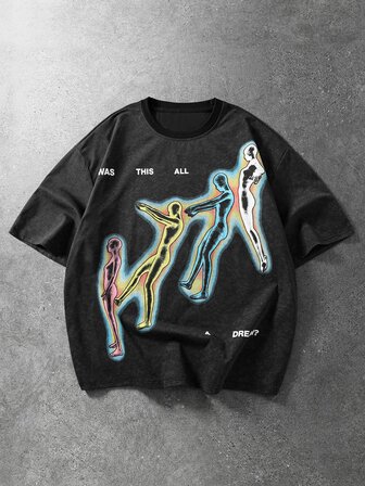 Men's Abstract Figure Print Streetwear Plus Size T-Shirt